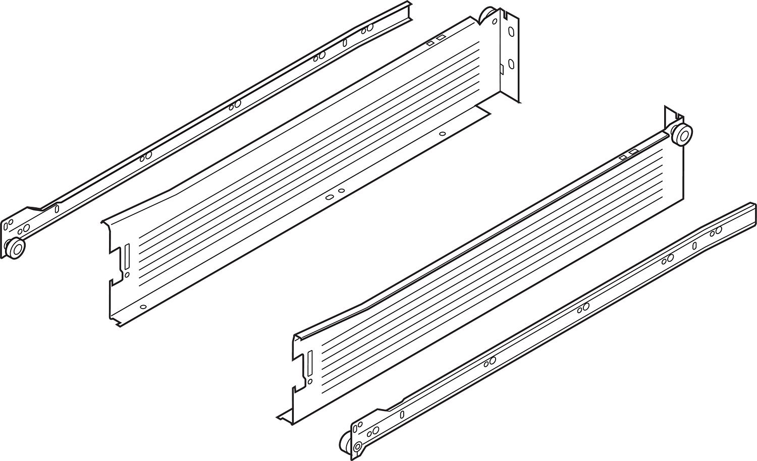 METABOX acélkáva M (86 mm), részleges ki húzás, 25 kg, NH=450 mm, csav. szerelés,