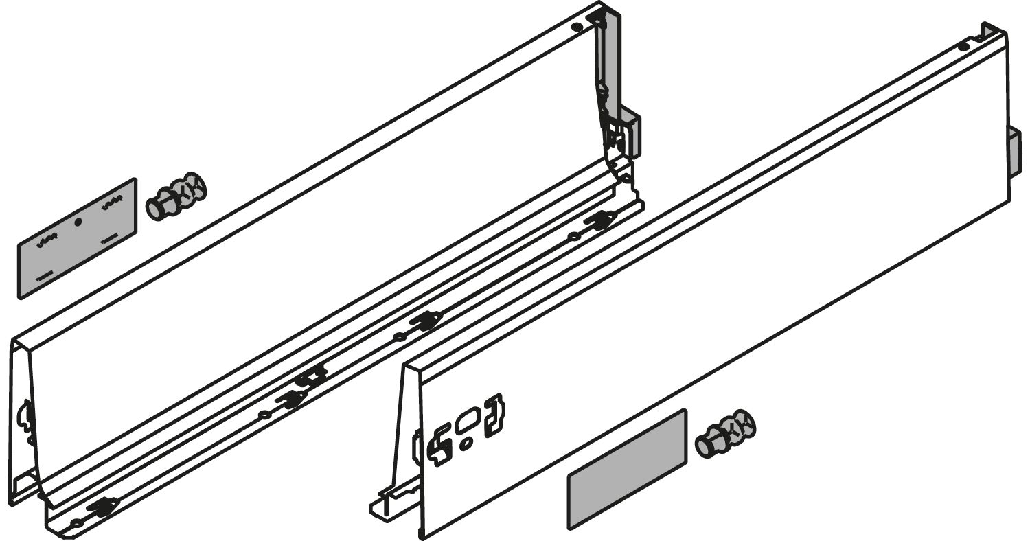 TANDEMBOX káva, magassága K (115 mm), NH =270 mm, jobb+bal, a TANDEMBOX antaro