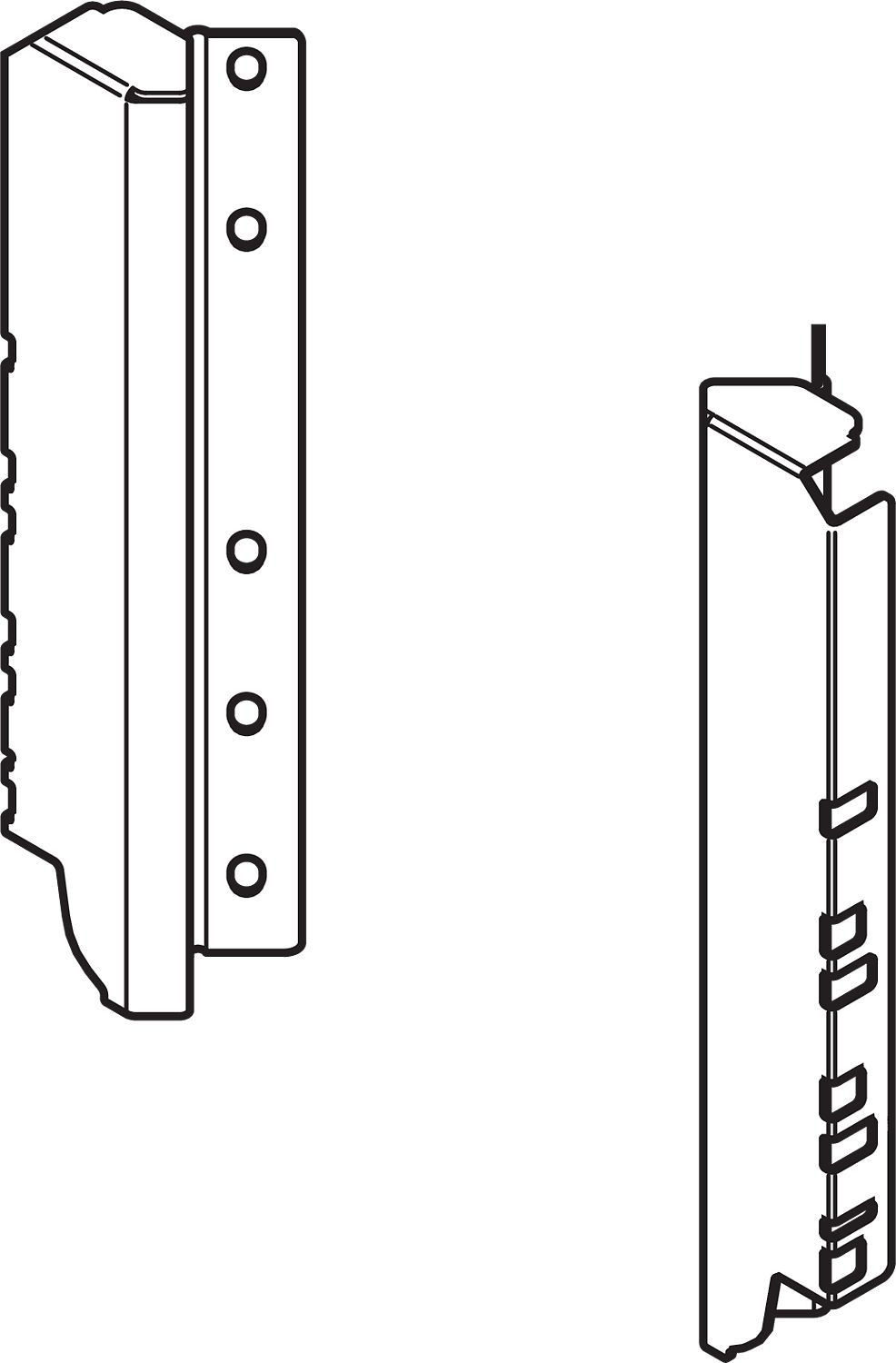 TANDEMBOX fa hátfal rögzítő, magassága D  (224 mm), a SPACE CORNER, jobb+bal