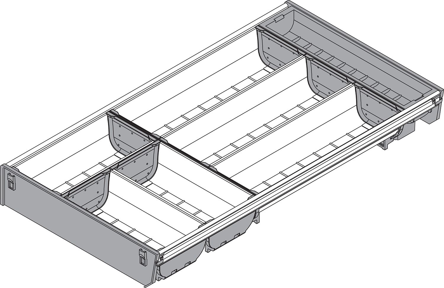 ORGA-LINE tálca-szett (részleges kitölté sű), TANDEMBOX fiókhoz, NH=550 mm, széle
