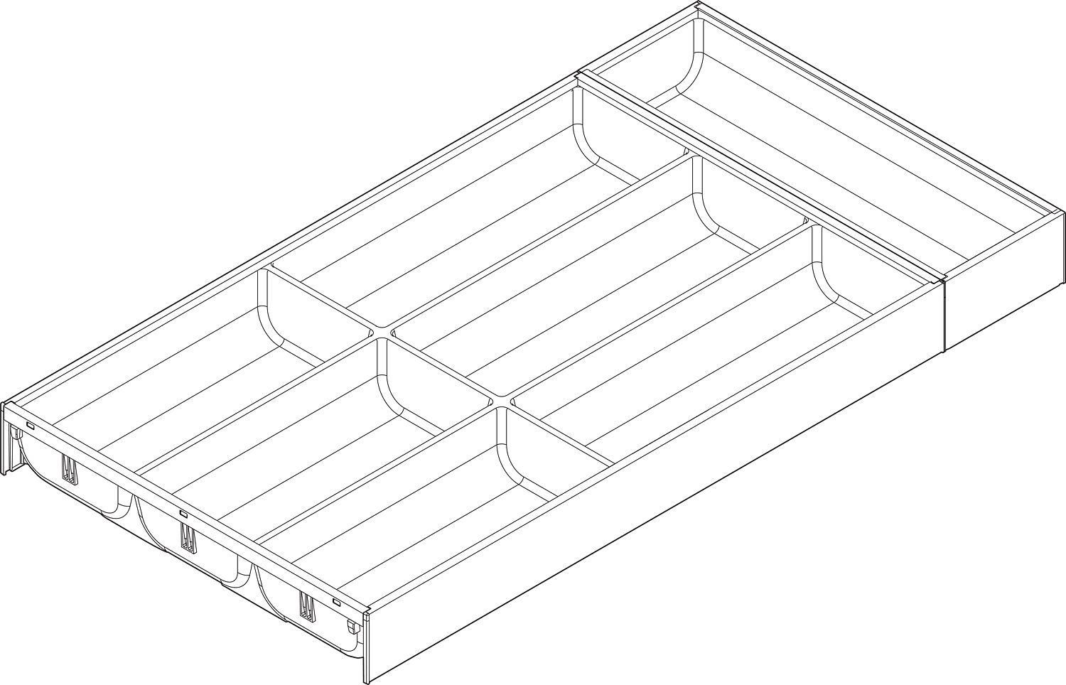 AMBIA-LINE Evőeszköztartó a LEGRABOX Fa Fiók, Műanyag/acél, 7 Evőeszköztartó rek