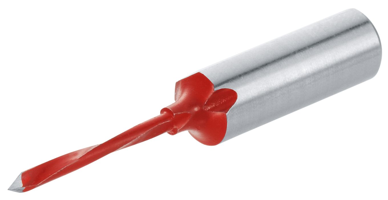 Dübel fúró, O 2.5 mm, bal, H=57 mm, ezze l tetőformájú csúcs