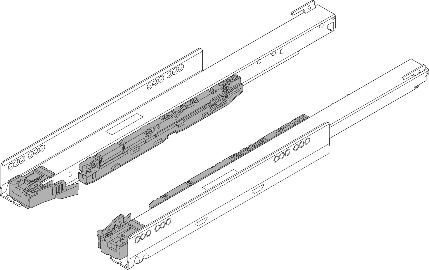LEGRABOX korpuszsín ezzel BLUMOTION S, t eljes kihúzás, 40 kg, NH=350 mm, jobb+ba