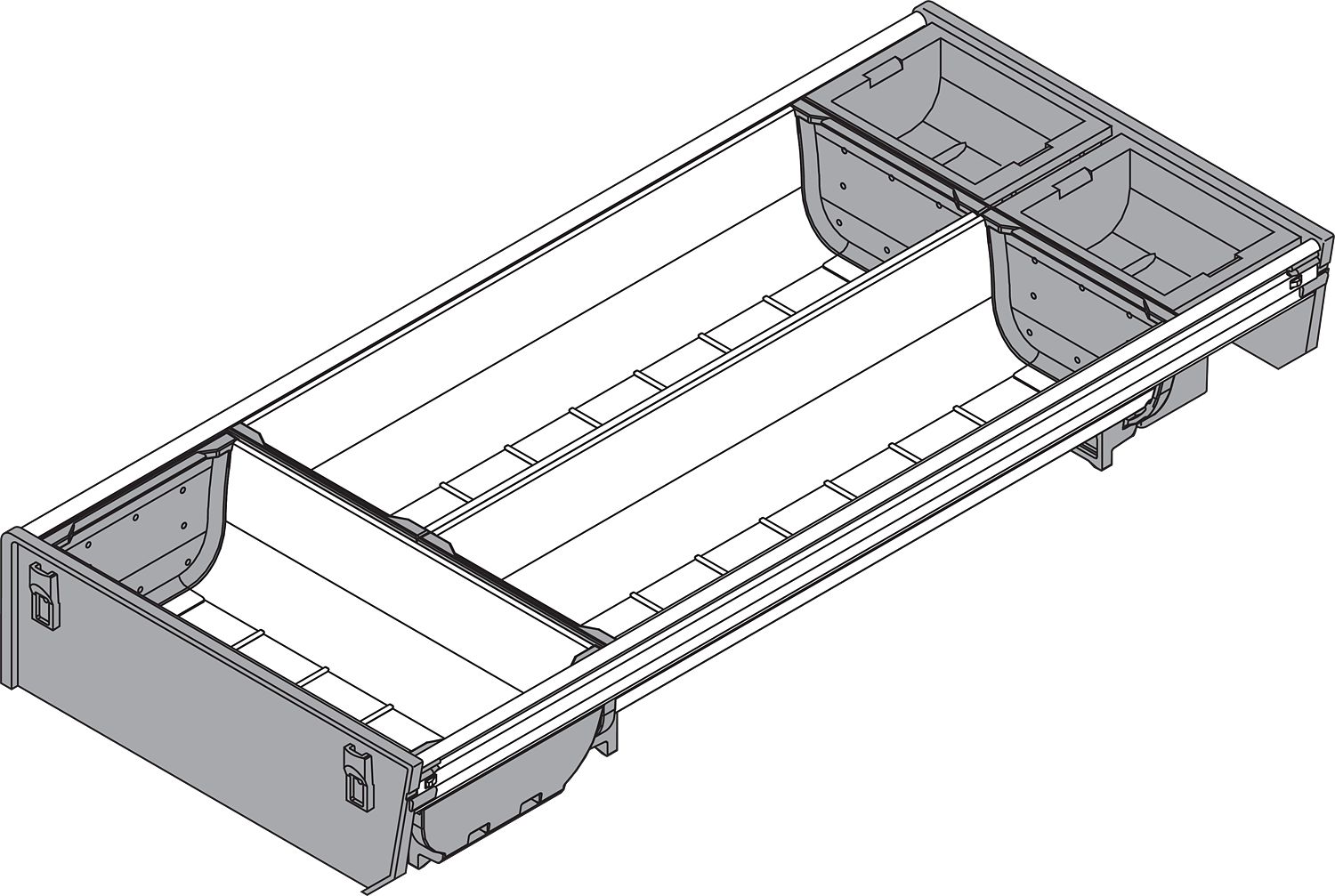 ORGA-LINE tálca-szett (részleges kitölté sű), TANDEMBOX fiókhoz, NH=450 mm, széle
