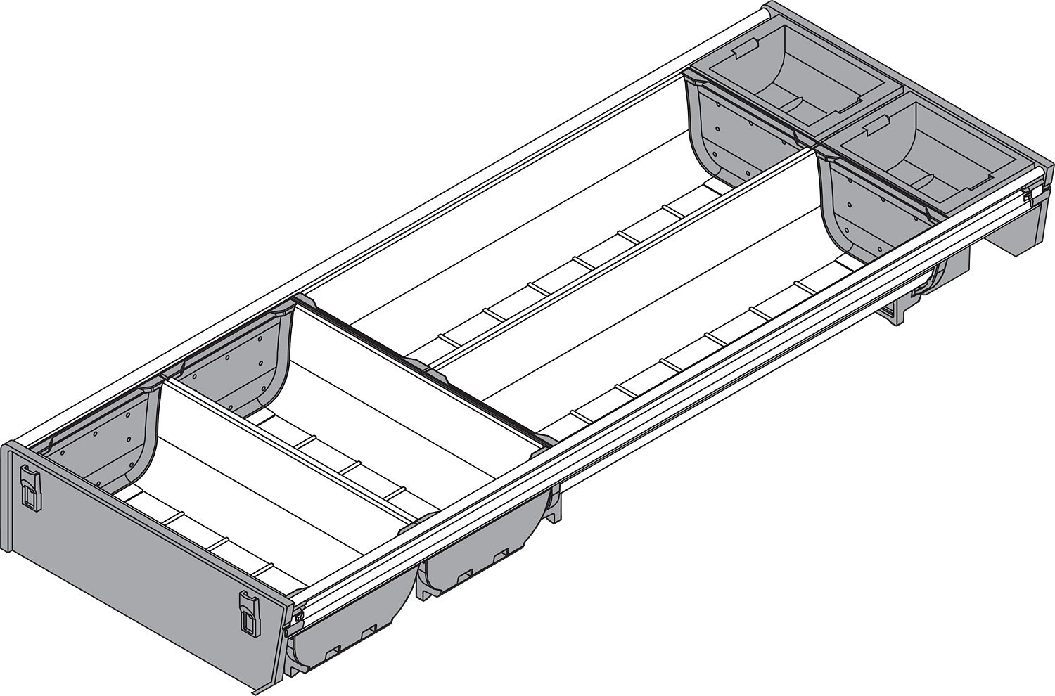 ORGA-LINE tálca-szett (részleges kitölté sű), TANDEMBOX fiókhoz, NH=550 mm, széle
